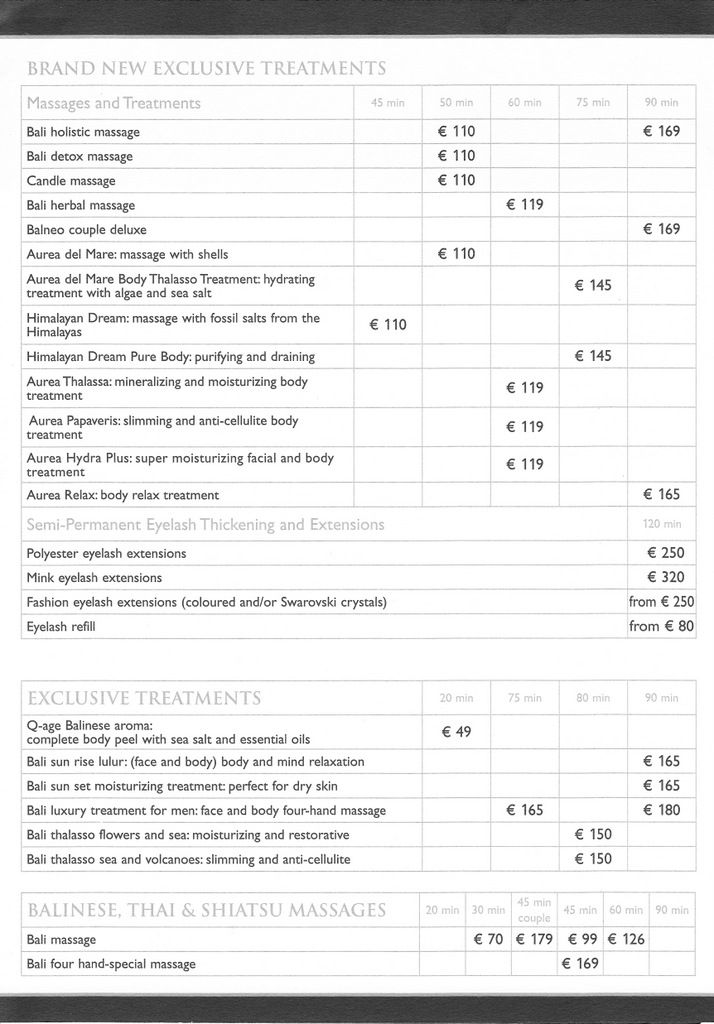 spa price list Cruise Critic Message Board Forums